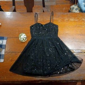 French Connection Sequin Cocktail Dress Tulle Overlay Bandage Back Size 2